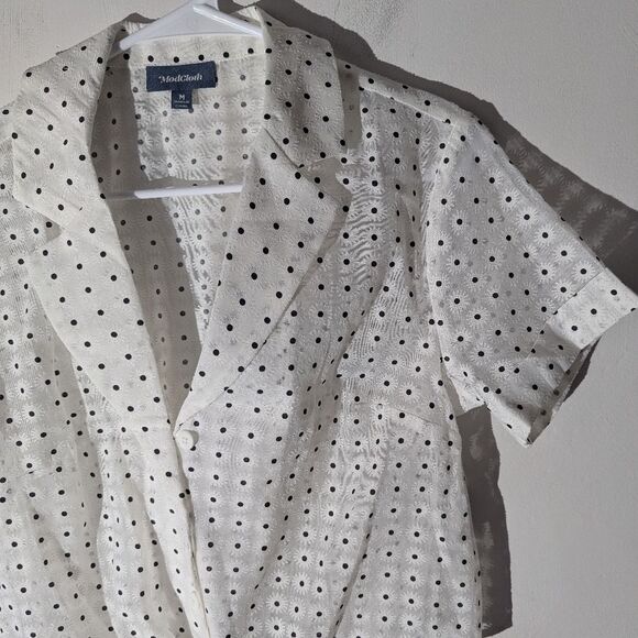 Modcloth Daisy Button Down Front Tie Retro Shirt Top Women's Size Medium - Picture 2 of 5